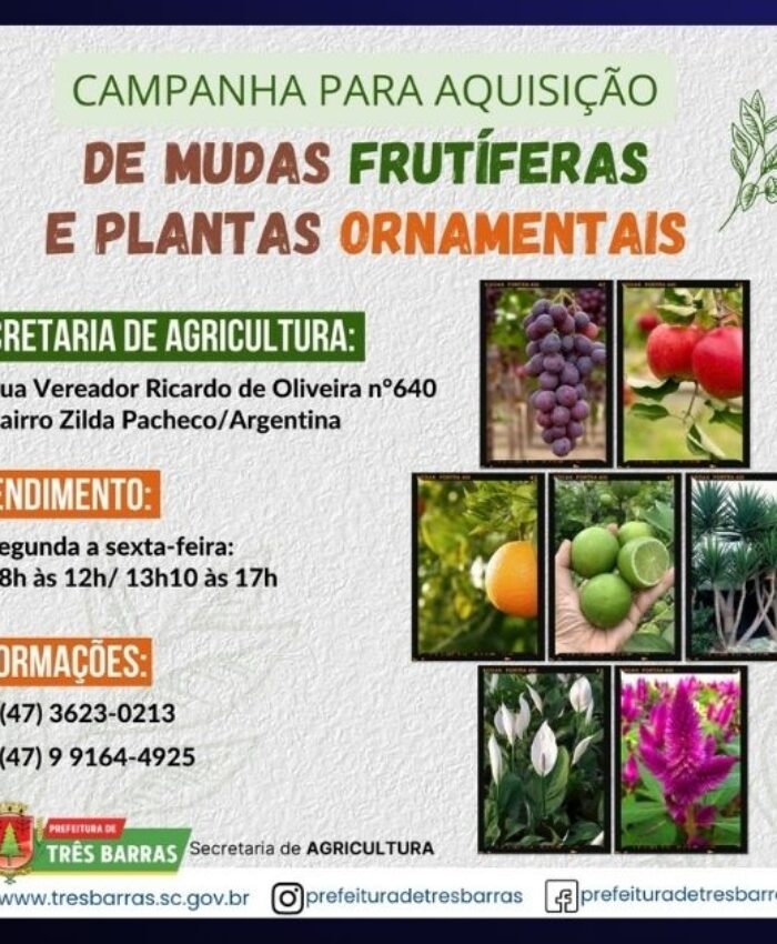 Agricultura está com inscrições abertas para aquisição de mudas frutíferas e plantas ornamentais