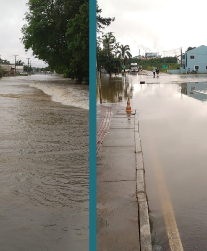 Alagamento motiva proibição do trânsito de caminhões pela região central de Três Barras