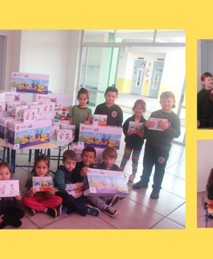 Alunos do CMEI Merhy Bechara Seleme recebem kits de Lego para participarem de torneio nacional de robótica