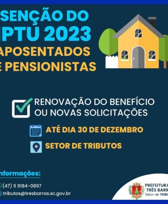 Aposentados e pensionistas têm até o dia 30 de dezembro para renovar ou solicitar a isenção do IPTU