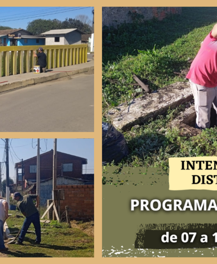 Atenção para a programação semanal de trabalhos da Intendência Distrital do São Cristóvão
