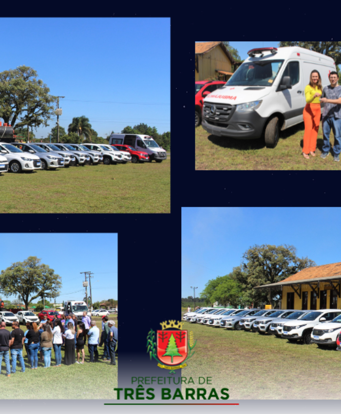 Ato oficializa a entrega de 13 novos veículos adquiridos pela Prefeitura de Três Barras