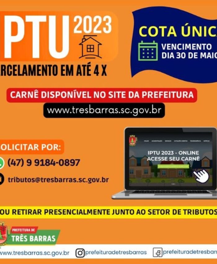 Carnês do IPTU 2023 podem ser retirados pelo site da Prefeitura ou solicitados por WhatsApp e e-mail