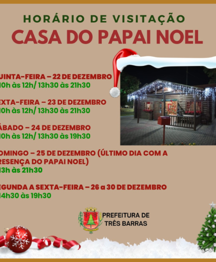 Casa do Papai Noel está com novos horários de funcionamento até o dia 30