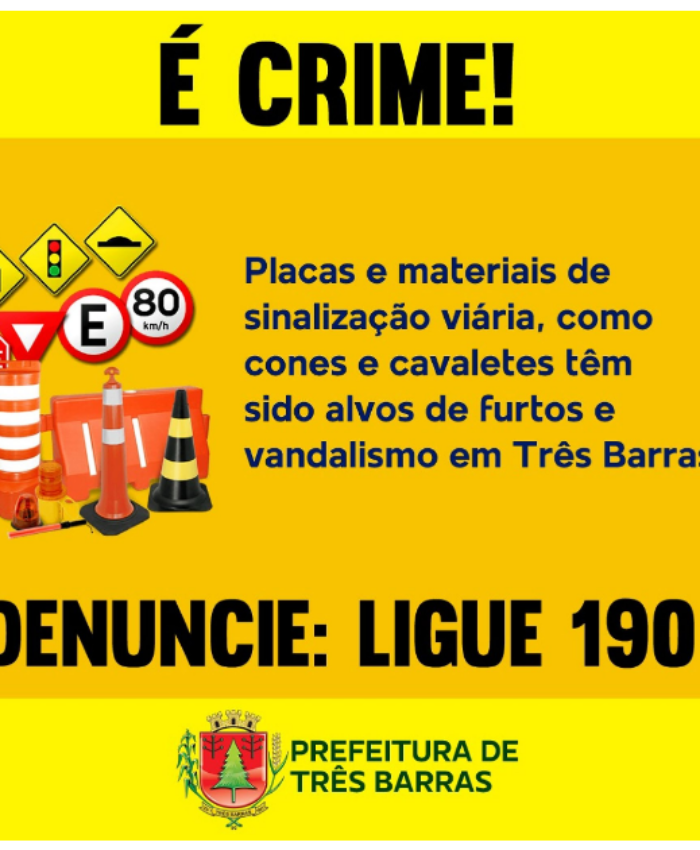 Cidade sofre com furtos e vandalismo em placas e materiais de sinalização
