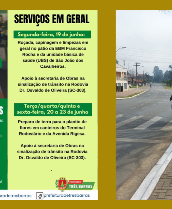 Confira o cronograma de ações da secretaria de Urbanismo e Limpeza Pública para esta semana