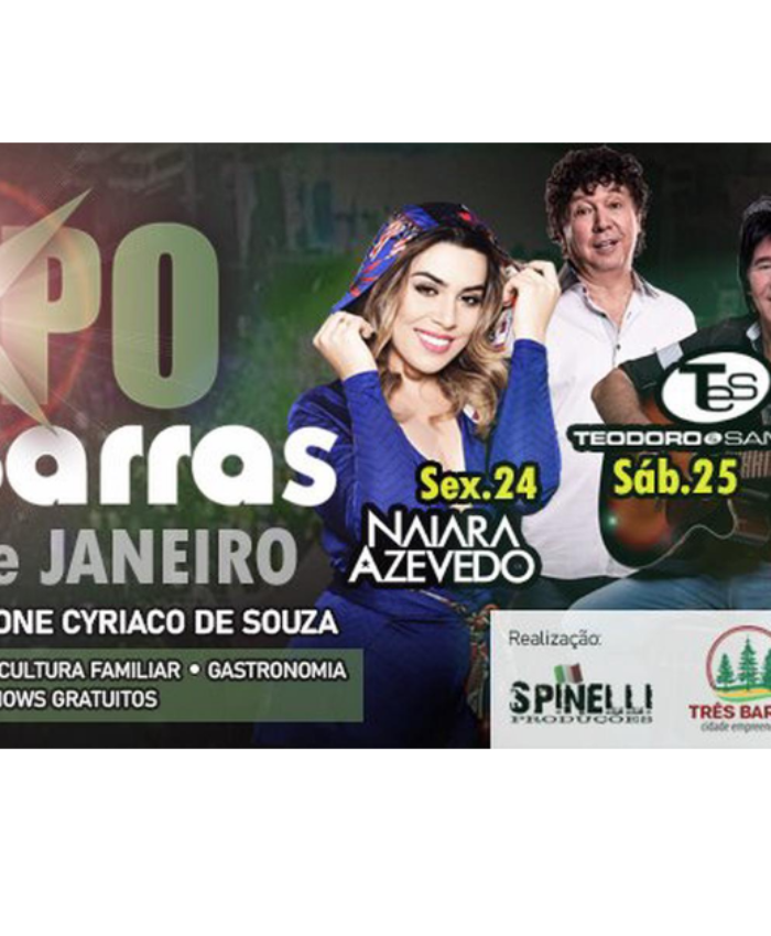 Confirmados os shows nacionais da Expo Três Barras 2020