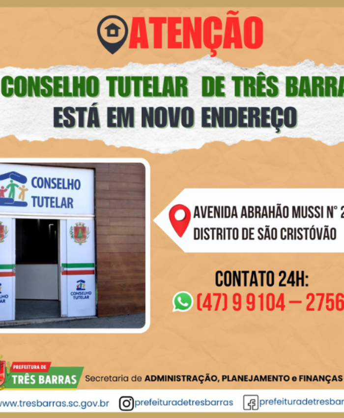 Conselho Tutelar de Três Barras está atendendo em novo endereço no distrito de São Cristóvão