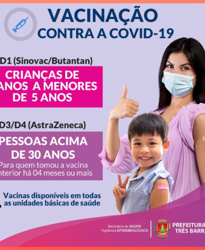 Covid-19: Saúde começa a vacinar crianças entre 03 e 05 anos nesta quinta-feira, 28