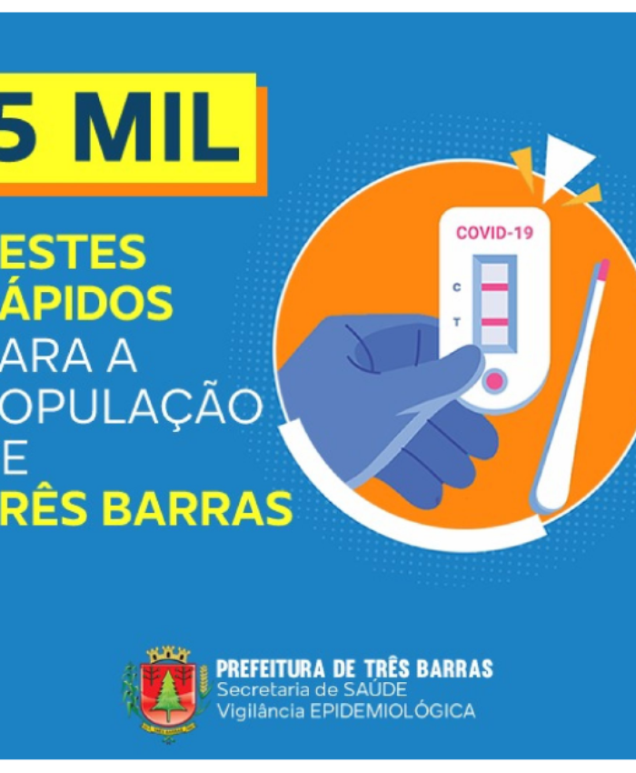 Covid-19: testagem em massa vai atingir cinco mil pessoas em Três Barras