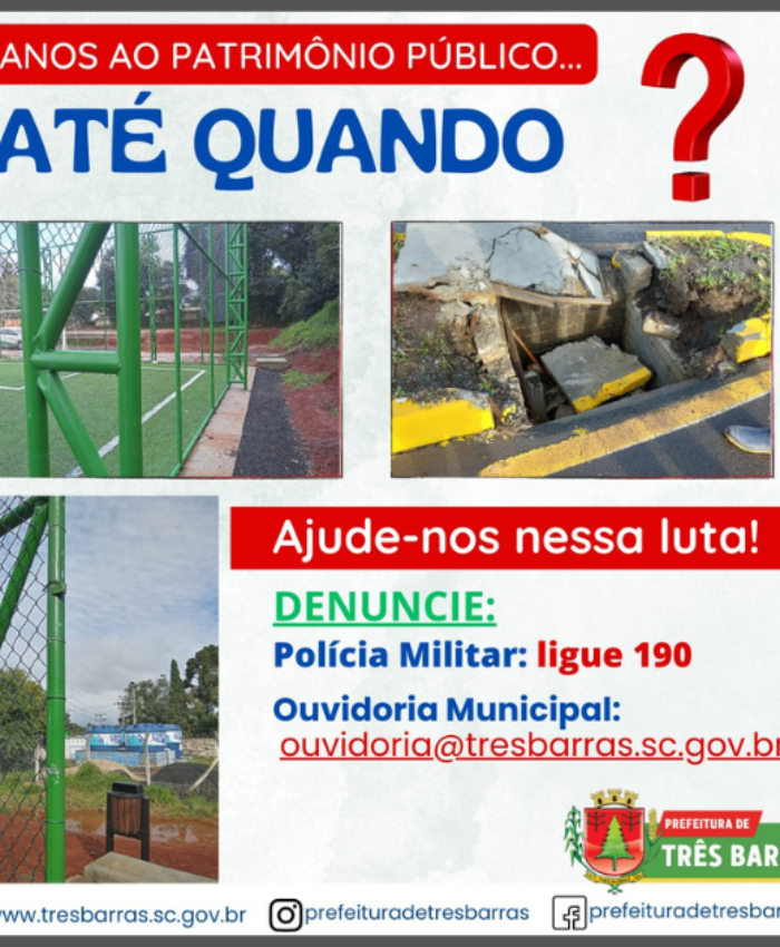 Depredação do patrimônio público: município registra frequentes quebras em tampas de concreto e vandalismo em cancha sintética