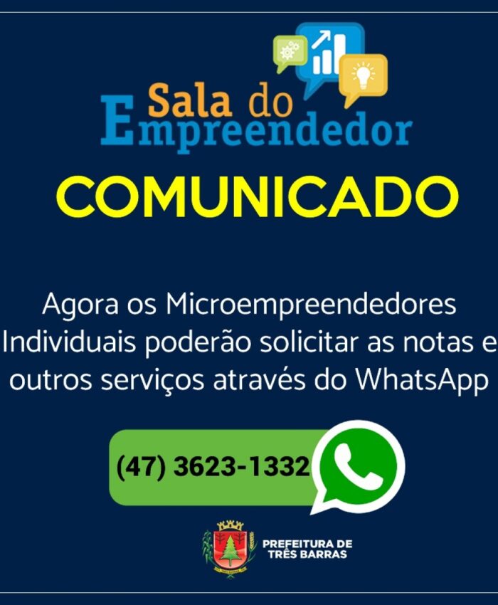DESENVOLVIMENTO ECONÔMICO DE TRÊS BARRAS DIVULGA ATENDIMENTO ONLINE AOS MICROEMPREENDEDORES DO MUNICÍPIO