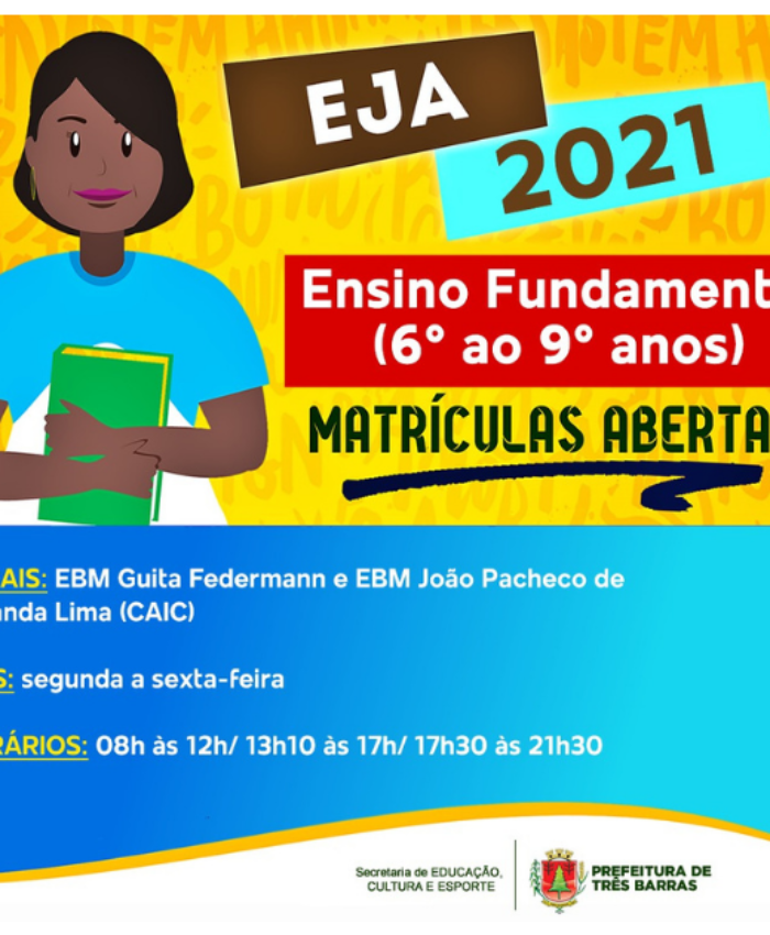 EJA abre inscrições para turmas do 6° ao 9° anos em Três Barras