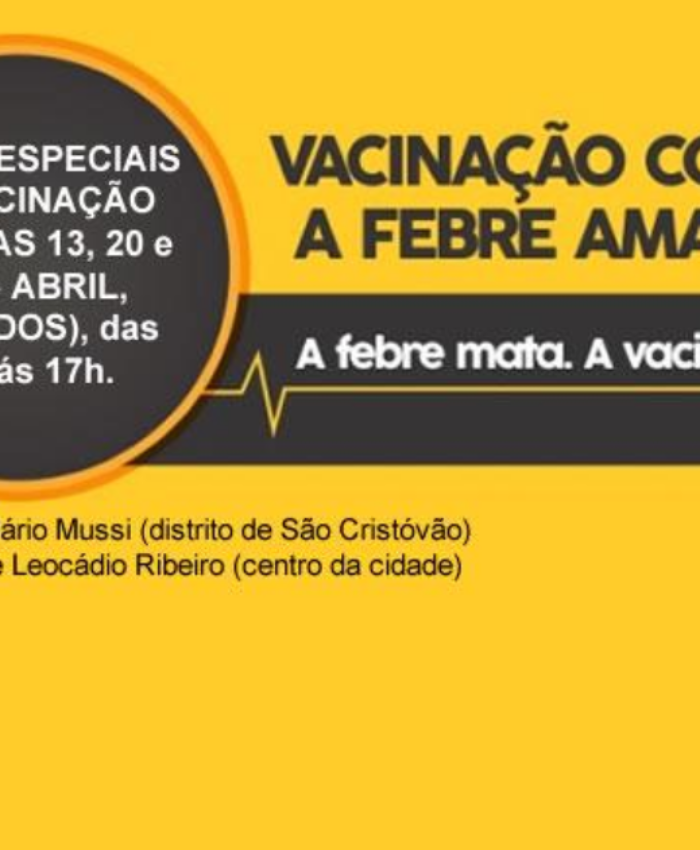 Febre Amarela: Três Barras terá vacinação aos sábados em duas unidades de saúde