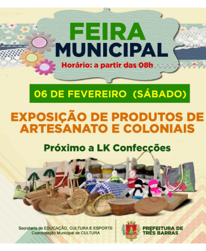 Feira Municipal de Três Barras volta neste sábado, 06 de fevereiro