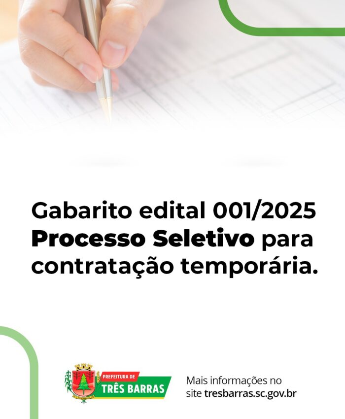 Gabarito processo seletivo 001/2025