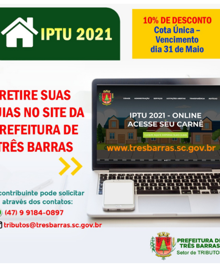 Guias do IPTU podem ser retiradas pelo site da Prefeitura ou solicitadas por Whatsapp e e-mail