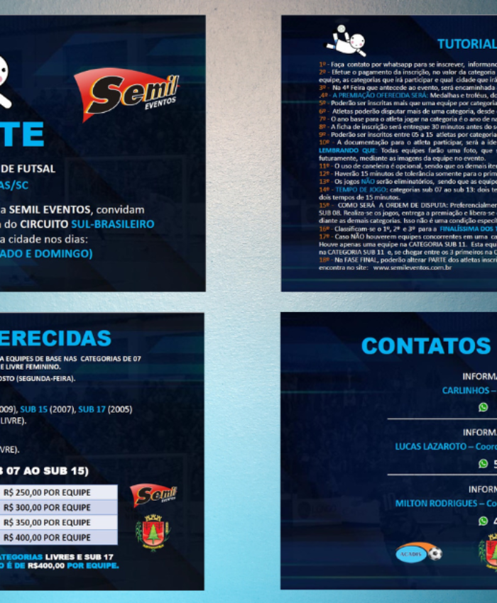 Inscrições abertas para a etapa do Circuito Sul Brasileiro de Futsal, em Três Barras
