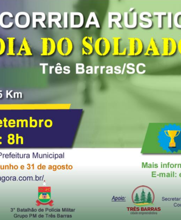 Inscrições para Corrida Rústica Dia do Soldado começam nesta quinta-feira