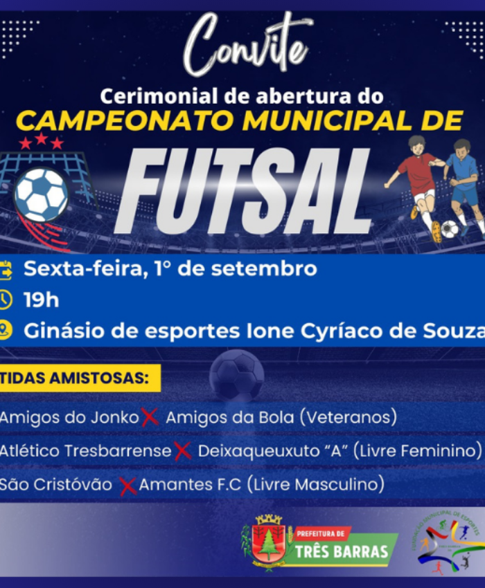 Jogos amistosos marcam abertura do Campeonato Municipal de Futsal nesta sexta, dia 1°