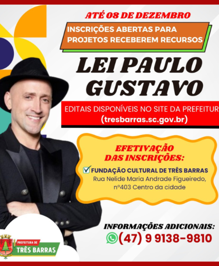 Lei Paulo Gustavo: inscrições para projetos receberem recursos seguem até 08 de dezembro