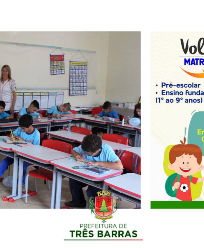 Matrículas e rematrículas acontecem a partir desta quarta-feira nas escolas municipais de Três Barras
