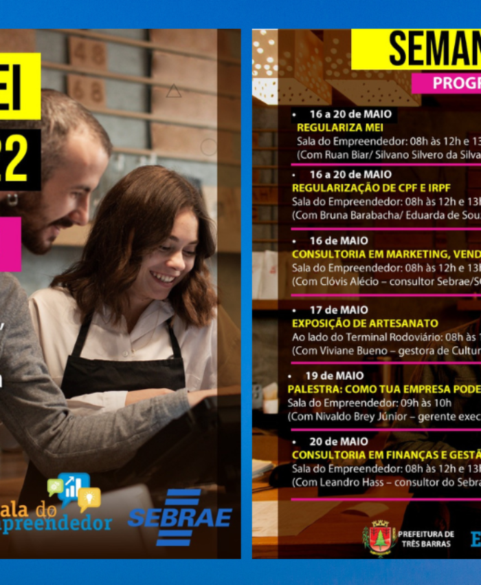 Microempreendedores individuais terão programação especial durante a Semana do MEI em Três Barras