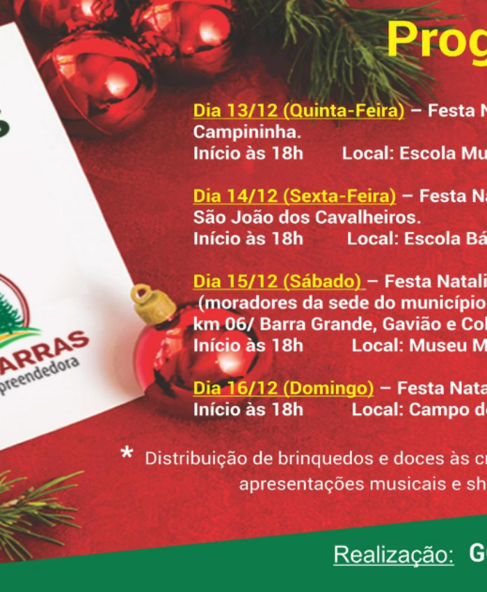 Natal Luz terá a distribuição de presentes a mais de 5,9 mil crianças de Três Barras