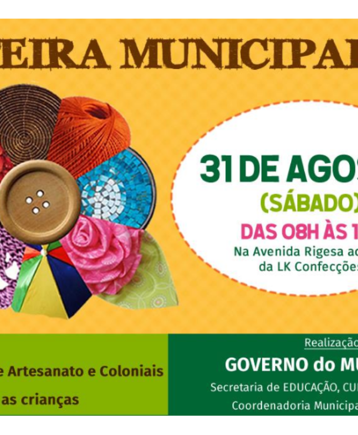 Neste sábado tem mais uma edição da Feira Municipal de Artesanato e Produtos Coloniais