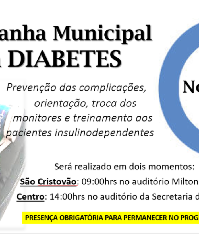 Orientações sobre o uso correto da insulina abrem a programação do Dia Mundial do Diabetes nesta quarta-feira