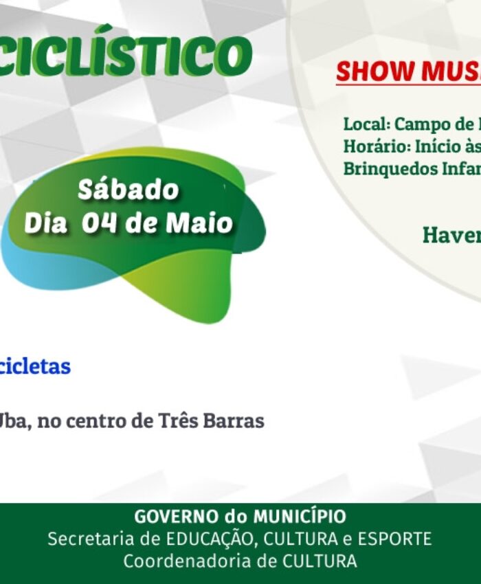 Passeio ciclístico e show do Talagaço estão confirmados para a tarde deste sábado