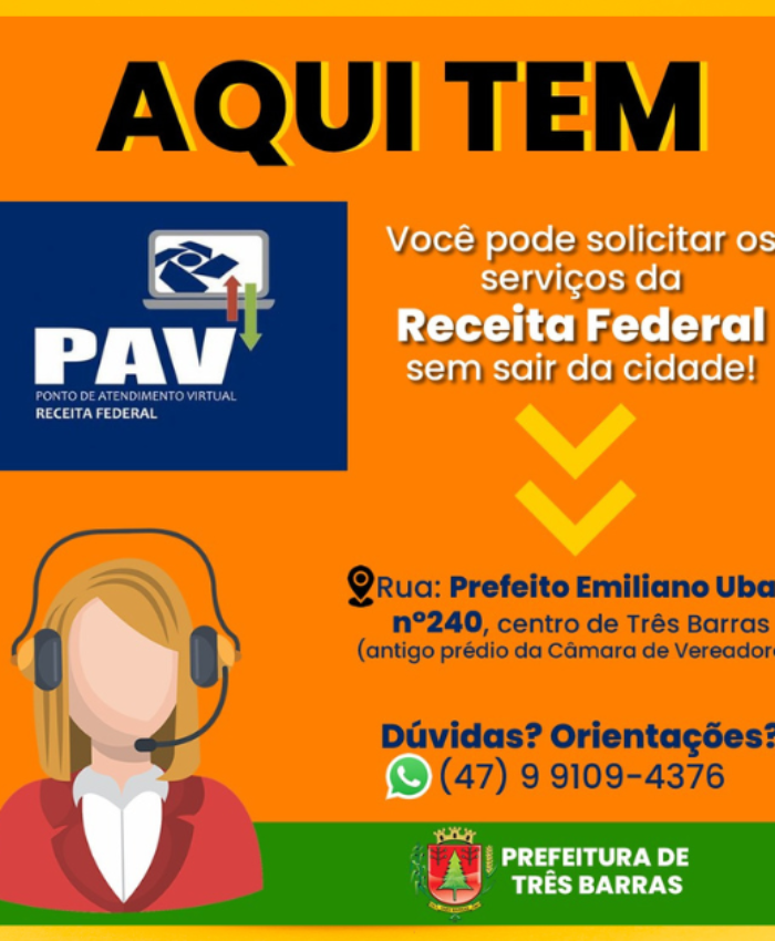 PAV está disponibilizando WhatsApp para que munícipes tirem dúvidas ou busquem orientações