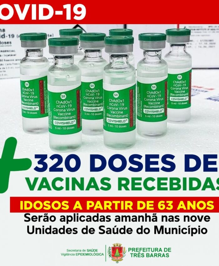 PESSOAS ACIMA DE 63 ANOS SERÃO VACINADAS CONTRA COVID EM TRÊS BARRAS