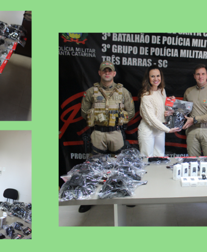 Policiais militares recebem equipamentos comprados através de convênio com a Prefeitura de Três Barras