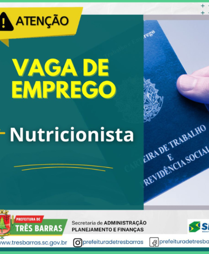 Posto do SINE de Três Barras intermedia a contratação de Nutricionista