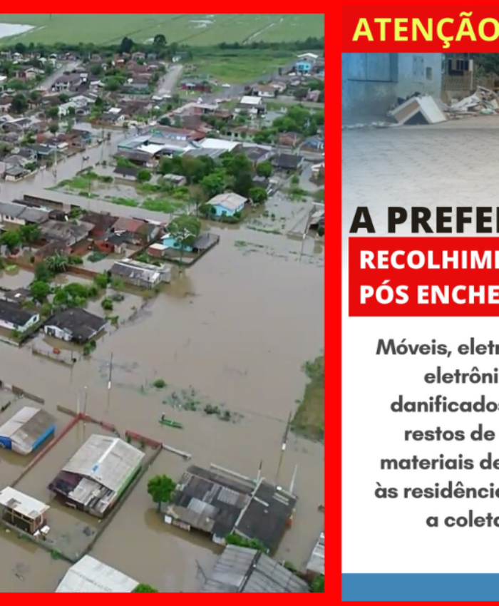 Prefeitura realiza o recolhimento de entulhos pós enchente em Três Barras; resíduos devem ser deixados em frente às casas