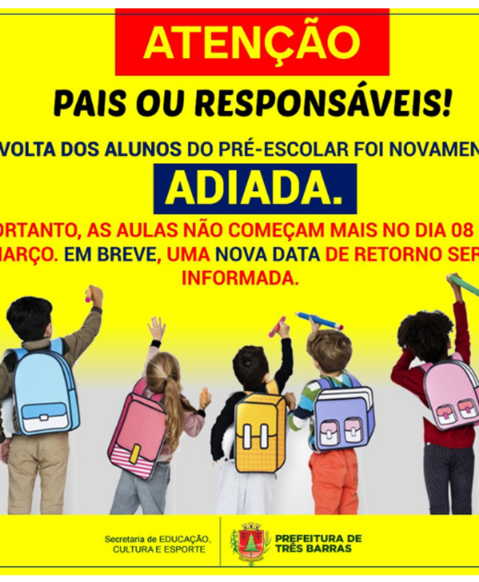 Retorno das turmas do pré-escolar é novamente adiado em Três Barras