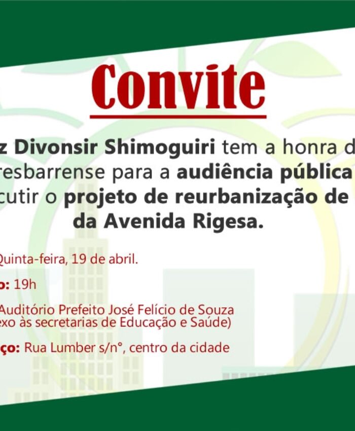 Reurbanização da Avenida Rigesa será discutida em audiência pública