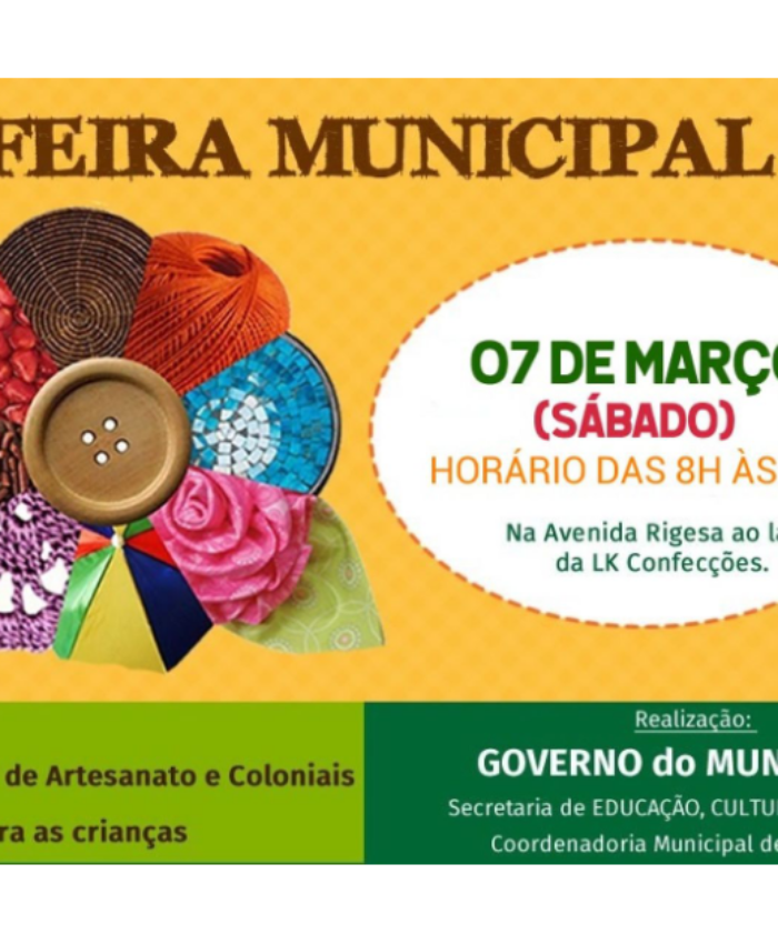 Sábado é dia de Feira Municipal de Produtos de Artesanato e Coloniais em Três Barras