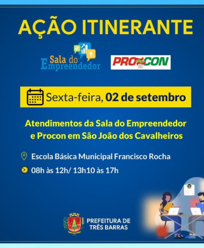 São João dos Cavalheiros recebe serviços descentralizados da Sala do Empreendedor e Procon nesta sexta-feira, 02