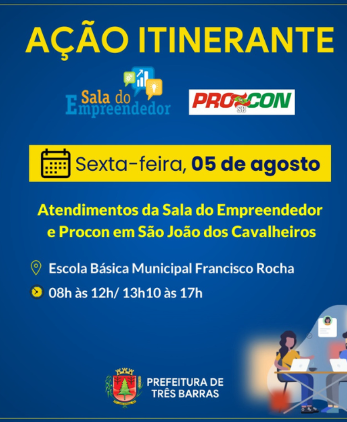 São João dos Cavalheiros terá atendimentos da Sala do Empreendedor e Procon nesta sexta-feira