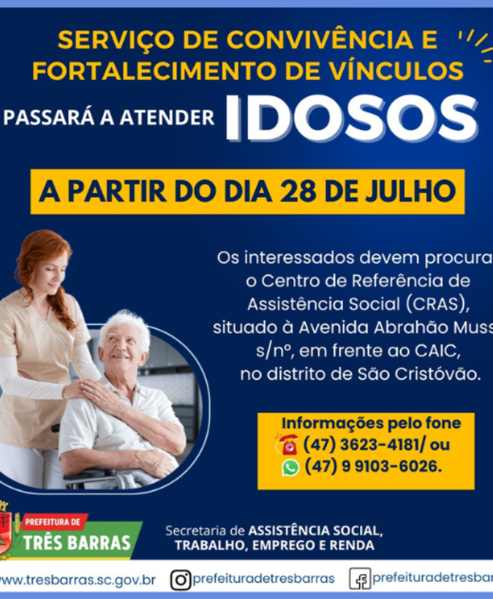 Serviço de Convivência e Fortalecimento de Vínculos passará atender idosos