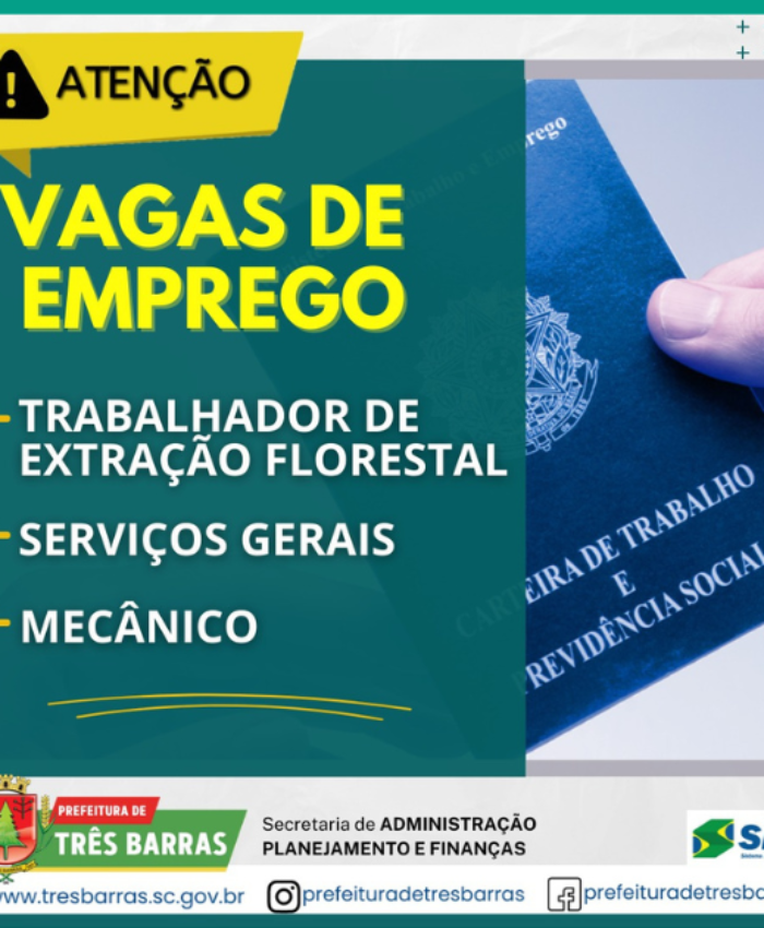 SINE de Três Barras intermedia a contratação de 22 profissionais para três cargos