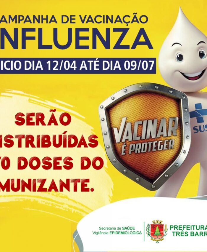 TRÊS BARRAS INICIA NESTA SEGUNDA-FEIRA A CAMPANHA DE VACINAÇÃO CONTRA GRIPE