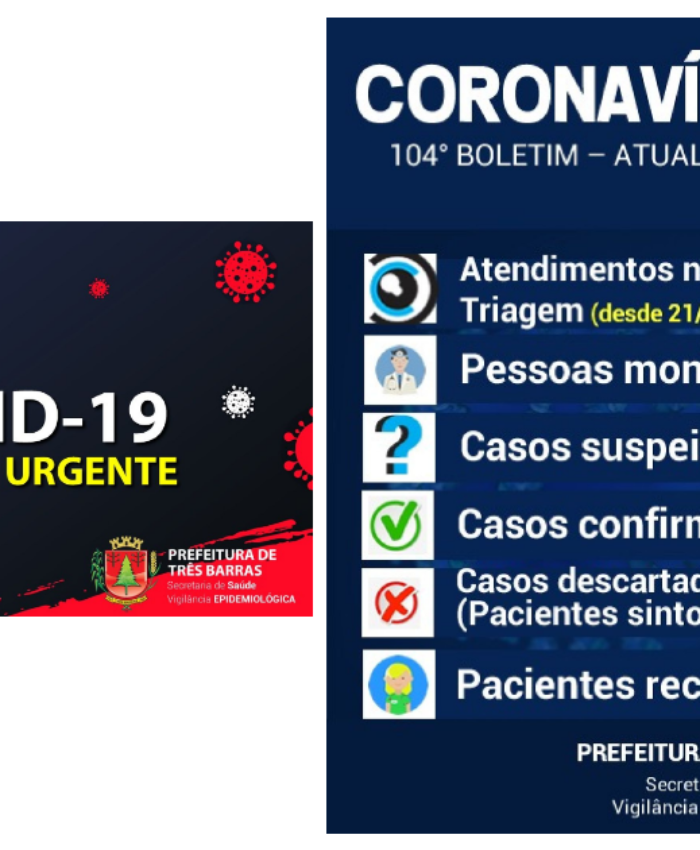 Três Barras: descartada mais uma suspeita da covid-19 neste domingo