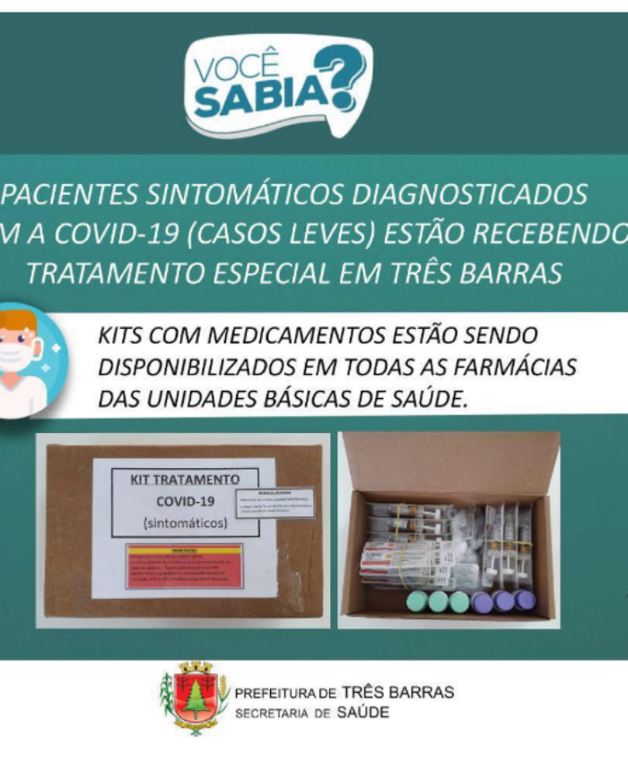 Três Barras disponibiliza medicamentos para pacientes sintomáticos diagnosticados com a covid-19
