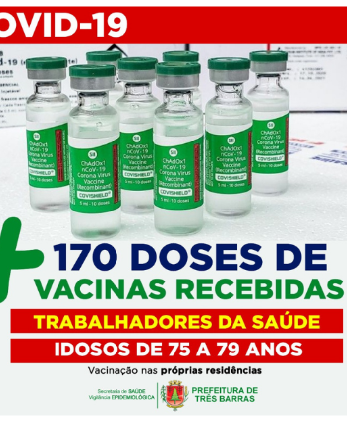 Três Barras: idosos de 75 a 79 anos e trabalhadores da saúde serão vacinados a partir de sexta-feira