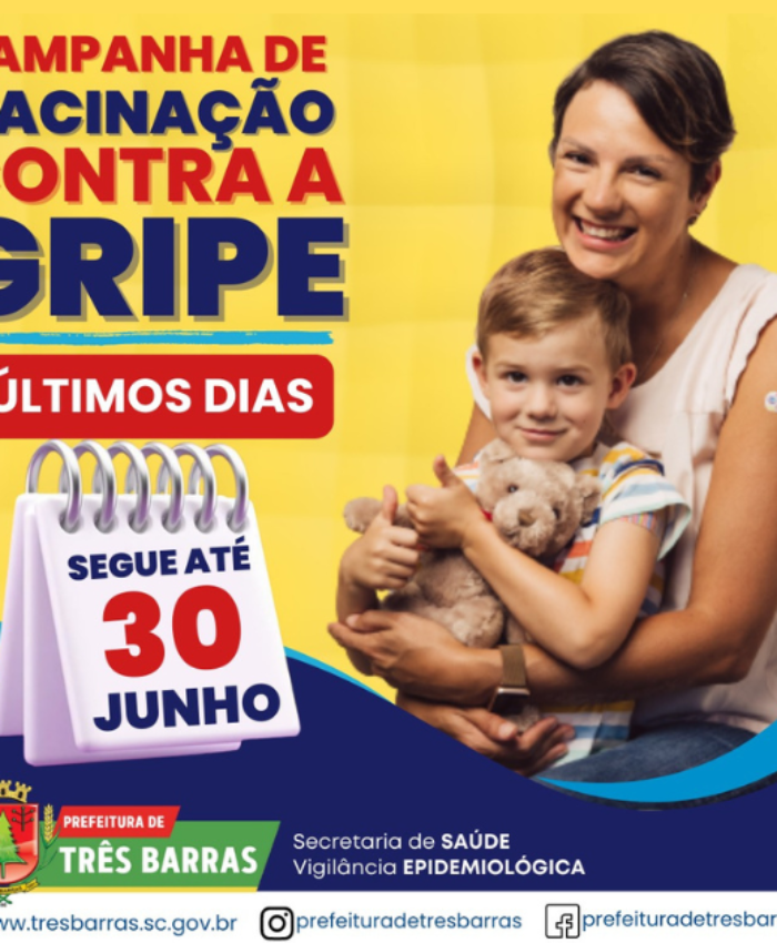 Três Barras já vacinou 50,78% dos grupos prioritários contra a gripe; campanha segue até o dia 30