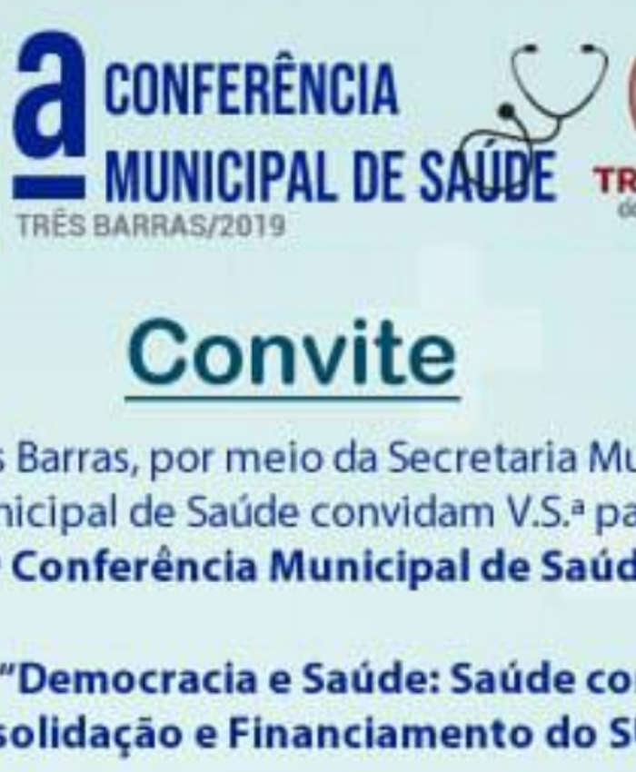Três Barras realiza 5ª Conferência Municipal de Saúde no dia 04 de abril