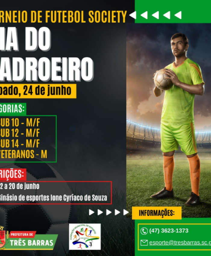 Três Barras terá Torneio de Futebol Society no dia do padroeiro do município, em 24 de junho